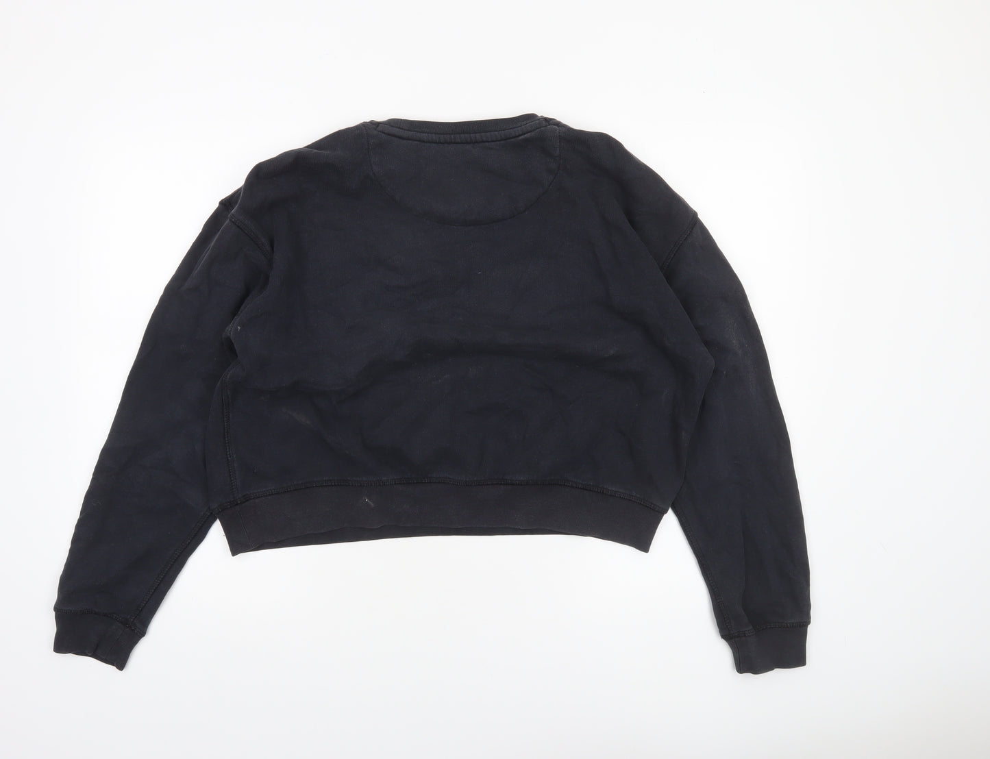 Jack Wills Women Black Size 14 Pullover Sweatshirt 100% Cotton Crew Neck