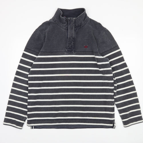 Crew Clothing Company Men’s Blue Striped 1/4 Zip Sweatshirt L Regular Fit