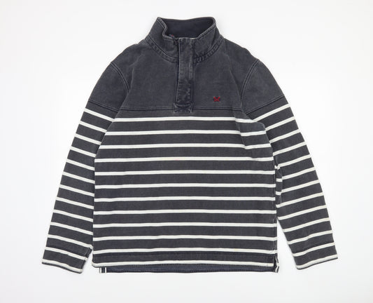 Crew Clothing Company Men’s Blue Striped 1/4 Zip Sweatshirt L Regular Fit