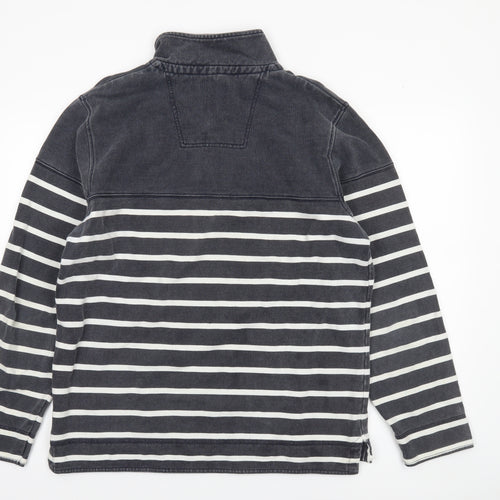 Crew Clothing Company Men’s Blue Striped 1/4 Zip Sweatshirt L Regular Fit