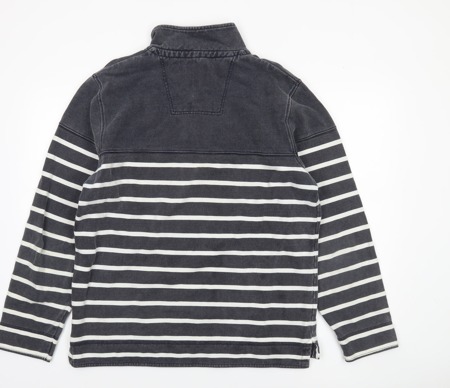 Crew Clothing Company Men’s Blue Striped 1/4 Zip Sweatshirt L Regular Fit