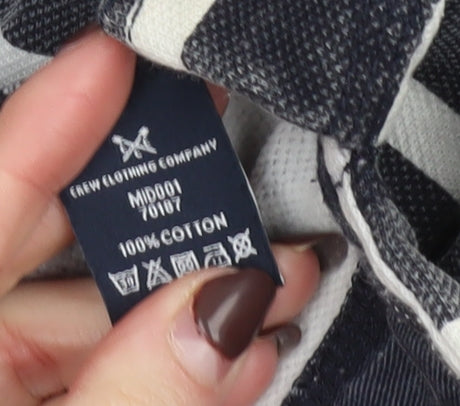 Crew Clothing Company Men’s Blue Striped 1/4 Zip Sweatshirt L Regular Fit