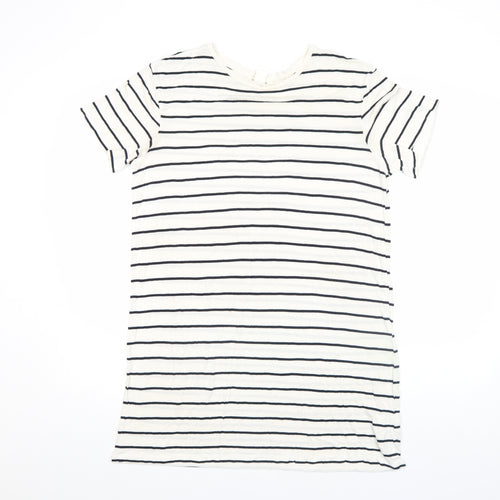 Basic Women's White Striped Short Sleeve Viscose T-Shirt M