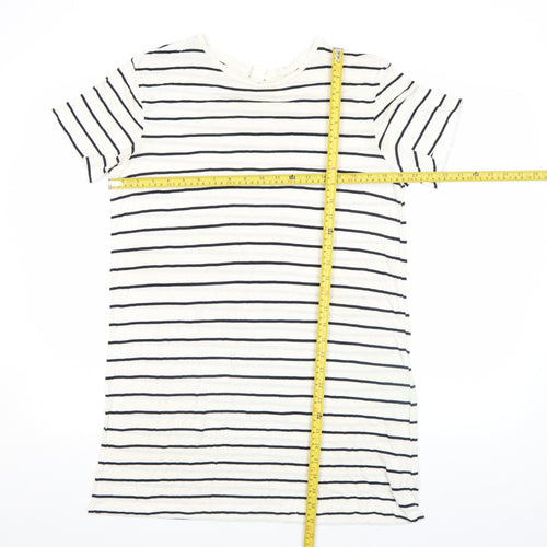 Basic Women's White Striped Short Sleeve Viscose T-Shirt M