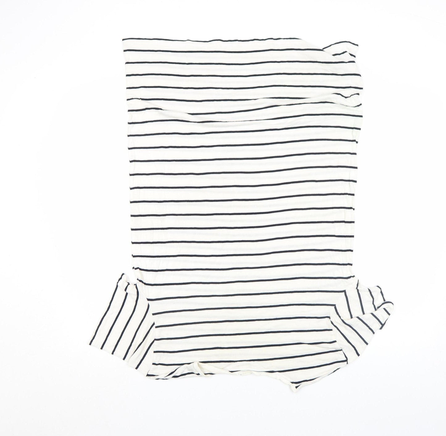 Basic Women's White Striped Short Sleeve Viscose T-Shirt M