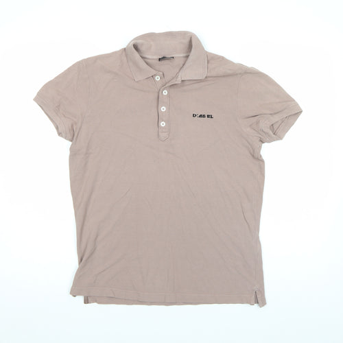 Diesel Men's Brown Cotton Short Sleeve Polo Shirt Size M