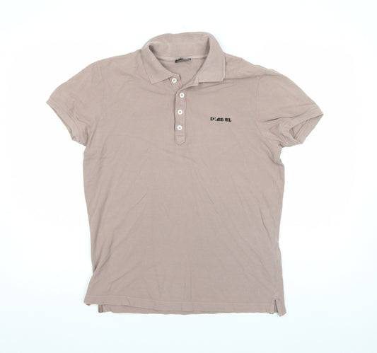 Diesel Men's Brown Cotton Short Sleeve Polo Shirt Size M