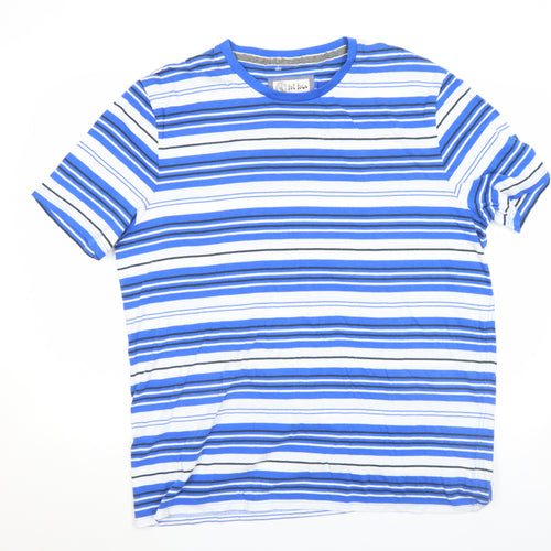 Fat Face Men's Blue Striped Cotton Crew Neck T-Shirt XL