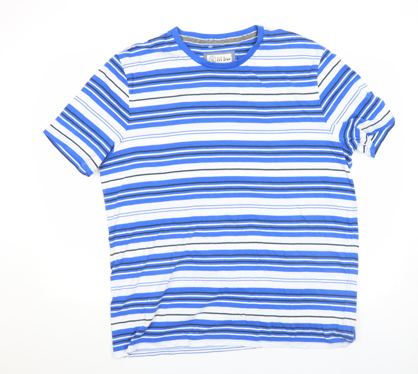 Fat Face Men's Blue Striped Cotton Crew Neck T-Shirt XL