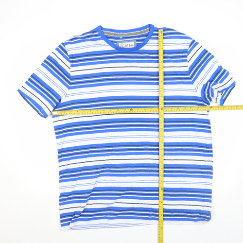 Fat Face Men's Blue Striped Cotton Crew Neck T-Shirt XL