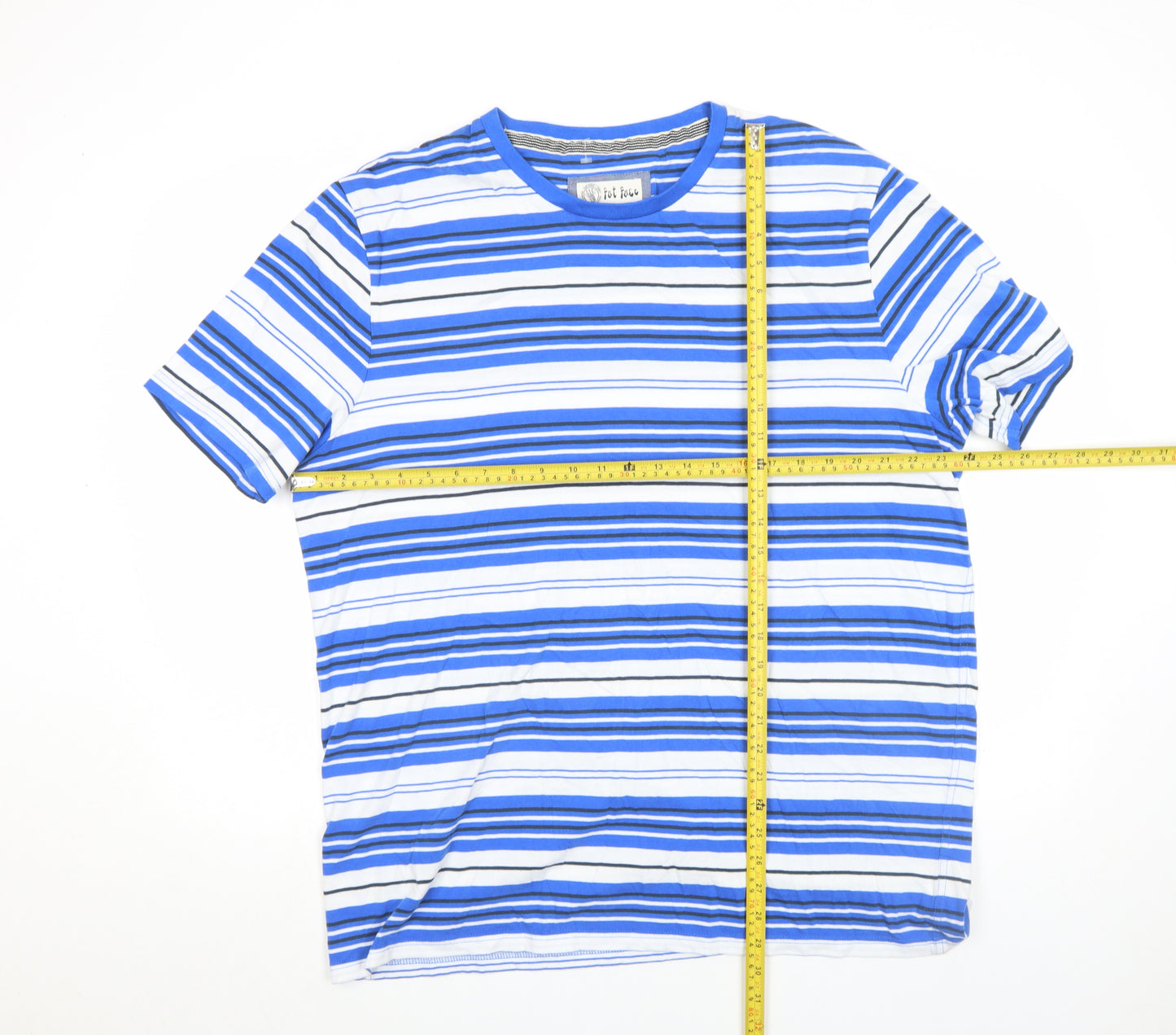 Fat Face Men's Blue Striped Cotton Crew Neck T-Shirt XL