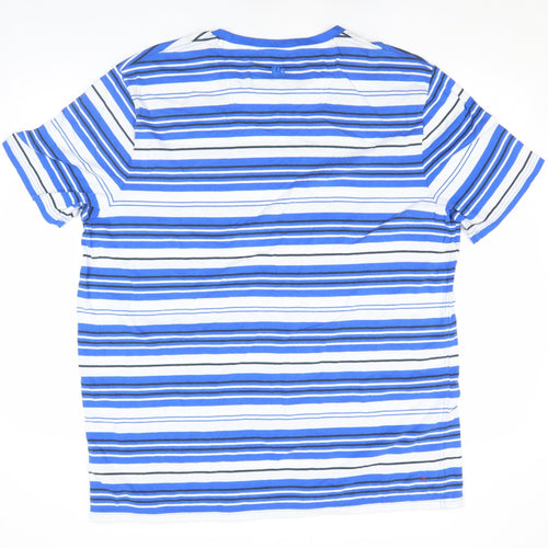 Fat Face Men's Blue Striped Cotton Crew Neck T-Shirt XL