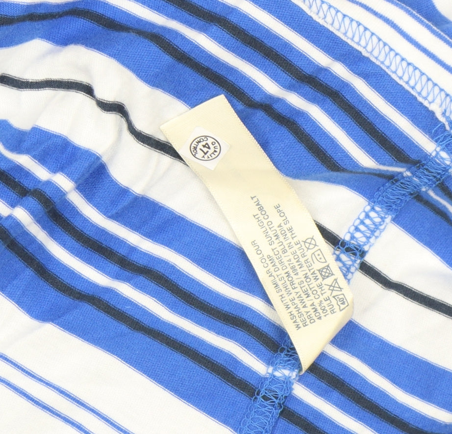 Fat Face Men's Blue Striped Cotton Crew Neck T-Shirt XL