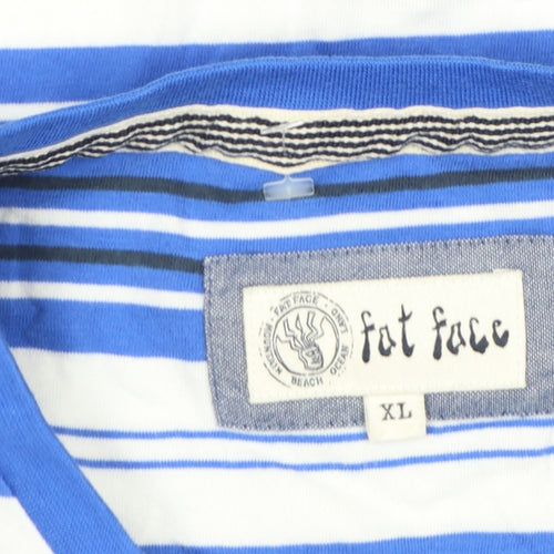 Fat Face Men's Blue Striped Cotton Crew Neck T-Shirt XL