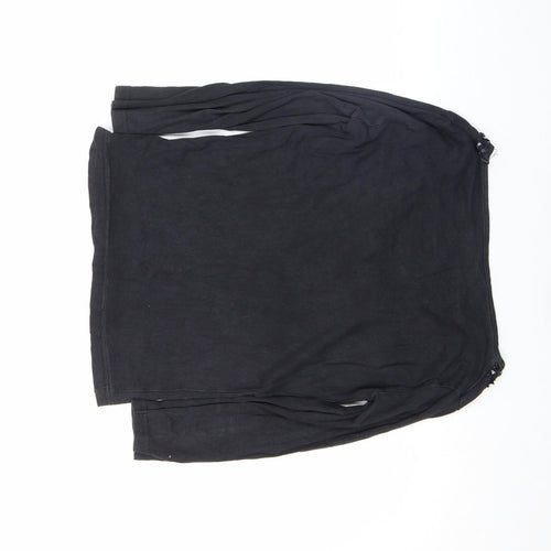 Evie Women's Black Beaded V-Neck Long Sleeve Cotton Top Size 10