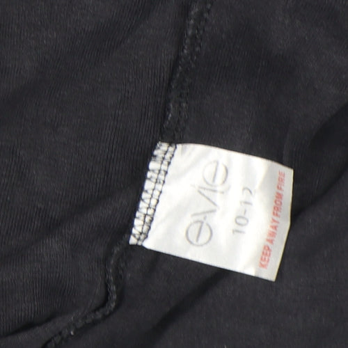 Evie Women's Black Beaded V-Neck Long Sleeve Cotton Top Size 10