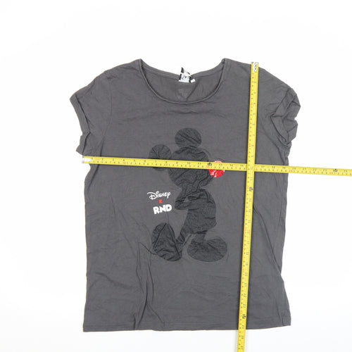 Comic Relief x Disney Womens Grey Mickey Mouse Sequin T-Shirt L