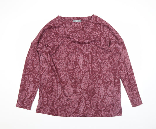 Nutmeg Women Purple Paisley Long Sleeve Jersey Top Size 18