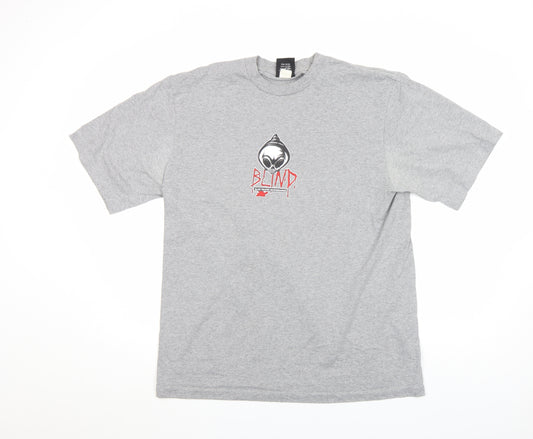 Blind Skateboards Men's Grey Graphic Skull T-Shirt Size L