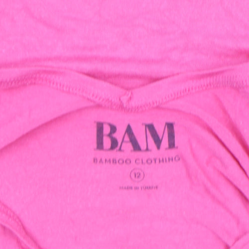 BAM Women’s Pink Bamboo V-Neck Sleeveless Camisole Tank Top Size 12