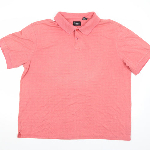 Haggar Men’s Pink Cotton Blend Regular Fit Short Sleeve Polo Shirt Size XL