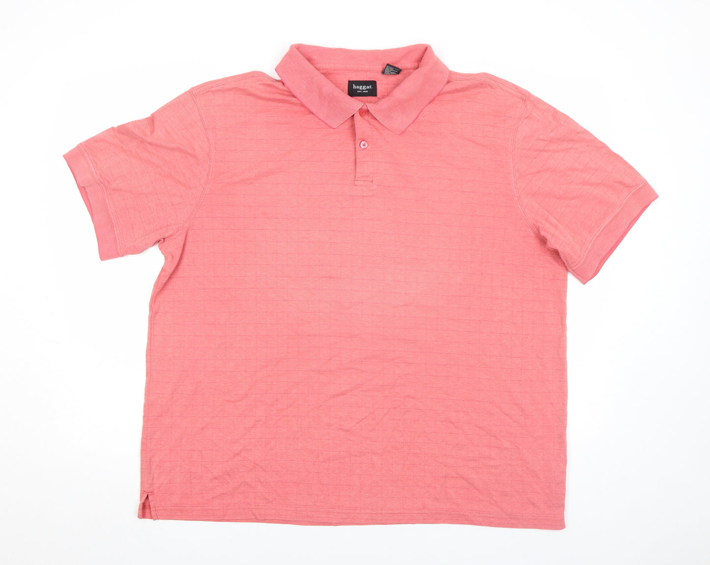 Haggar Men’s Pink Cotton Blend Regular Fit Short Sleeve Polo Shirt Size XL