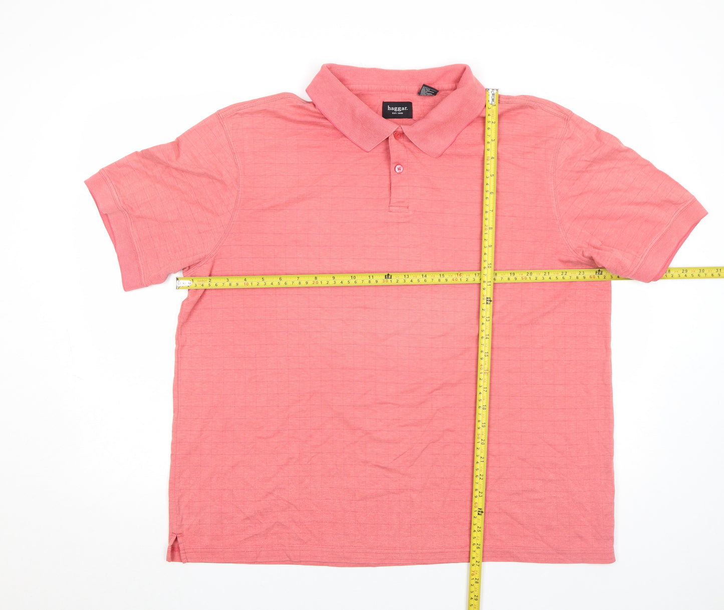 Haggar Men’s Pink Cotton Blend Regular Fit Short Sleeve Polo Shirt Size XL