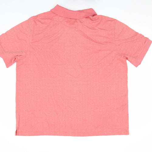 Haggar Men’s Pink Cotton Blend Regular Fit Short Sleeve Polo Shirt Size XL