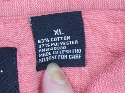 Haggar Men’s Pink Cotton Blend Regular Fit Short Sleeve Polo Shirt Size XL