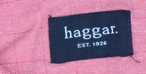 Haggar Men’s Pink Cotton Blend Regular Fit Short Sleeve Polo Shirt Size XL