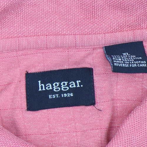 Haggar Men’s Pink Cotton Blend Regular Fit Short Sleeve Polo Shirt Size XL