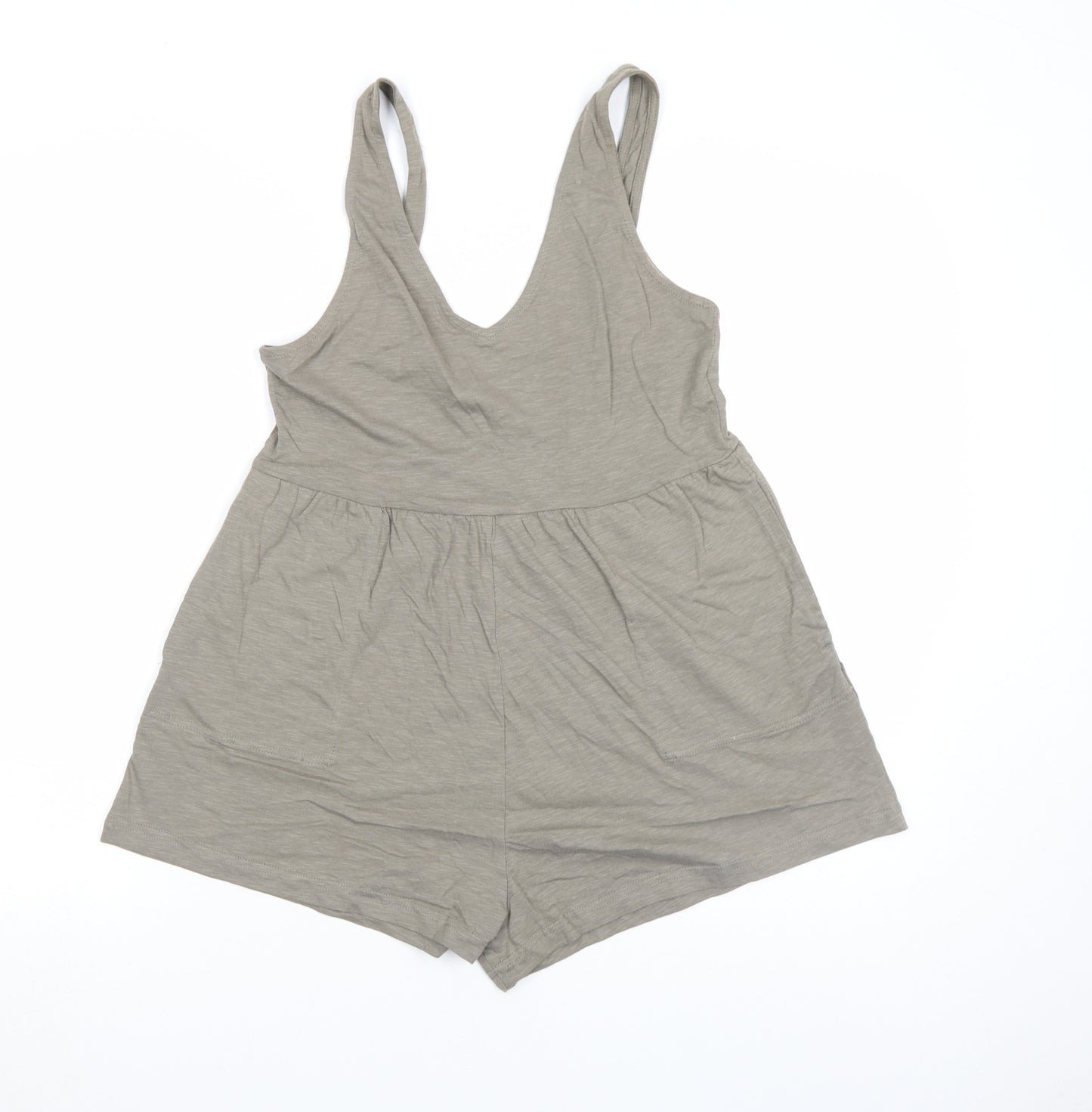 Pull & Bear Women’s Beige Jersey Sleeveless V-Neck Playsuit Size S