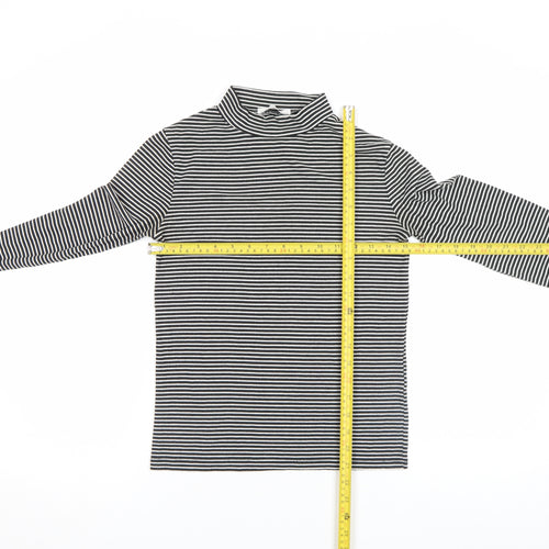 Zara TRF Women’s Black Striped Roll Neck Long Sleeve Slim Fit Top M