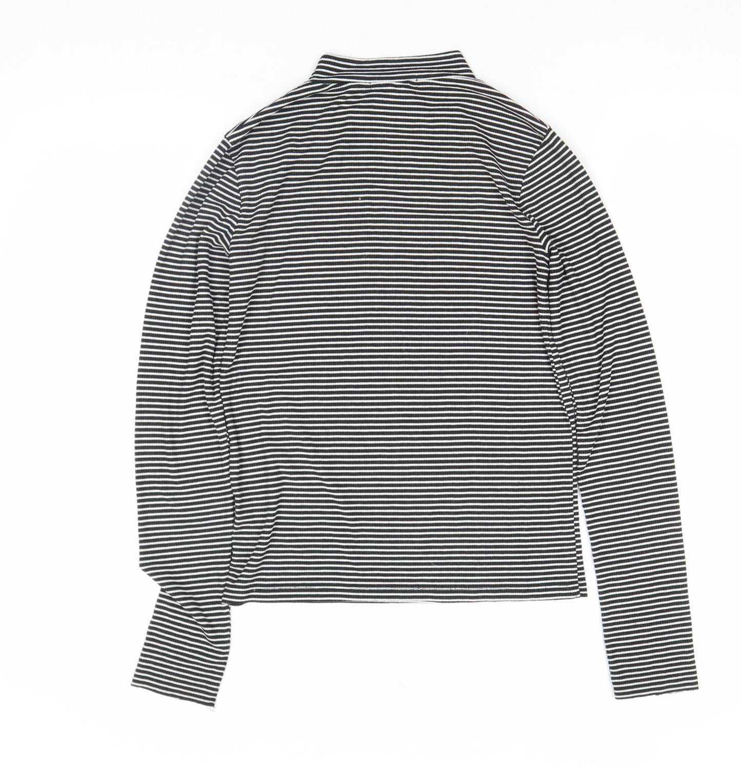 Zara TRF Women’s Black Striped Roll Neck Long Sleeve Slim Fit Top M
