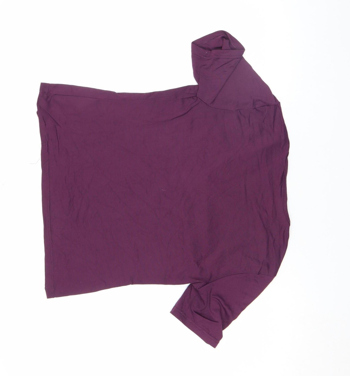 Hennes Women's Purple V-Neck Short Sleeve Stretch T-Shirt Size L
