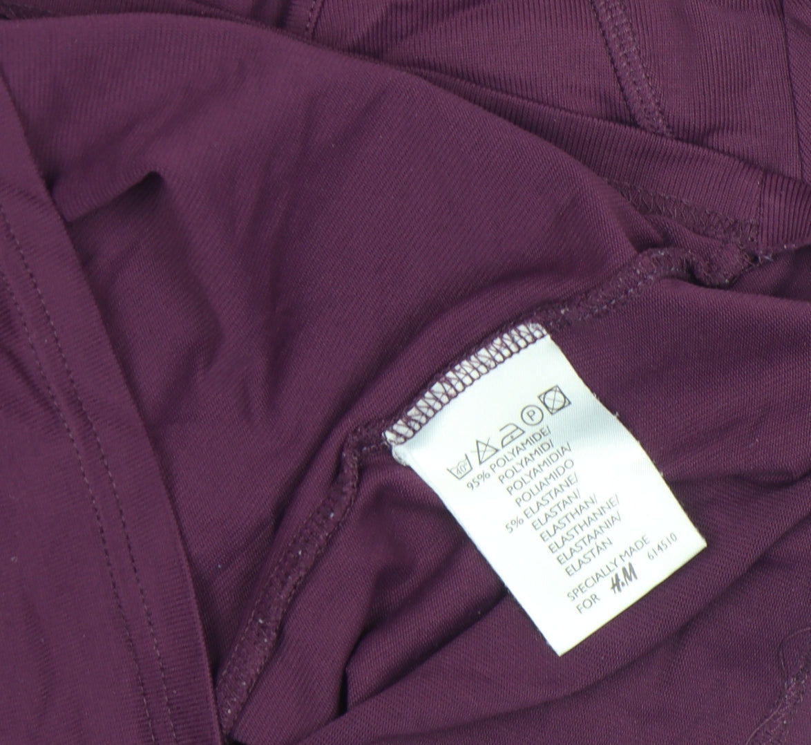 Hennes Women's Purple V-Neck Short Sleeve Stretch T-Shirt Size L