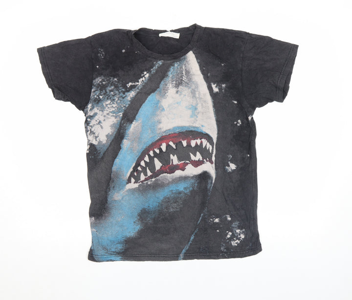 Zara Women Black Shark Graphic Short Sleeve T-Shirt Size S
