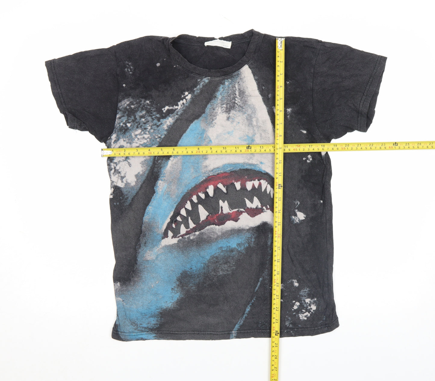 Zara Women Black Shark Graphic Short Sleeve T-Shirt Size S