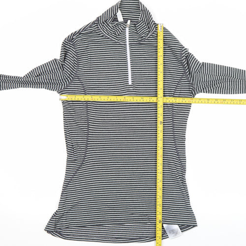 GapFit Women’s Black Striped Long Sleeve High Neck Zip Top Size S