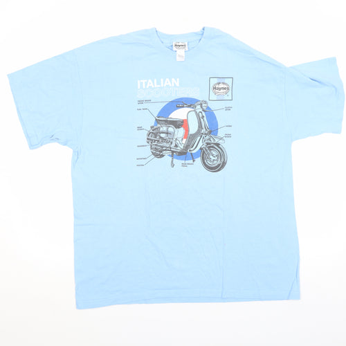 Haynes Men's Blue XL Italian Scooters Graphic T-Shirt