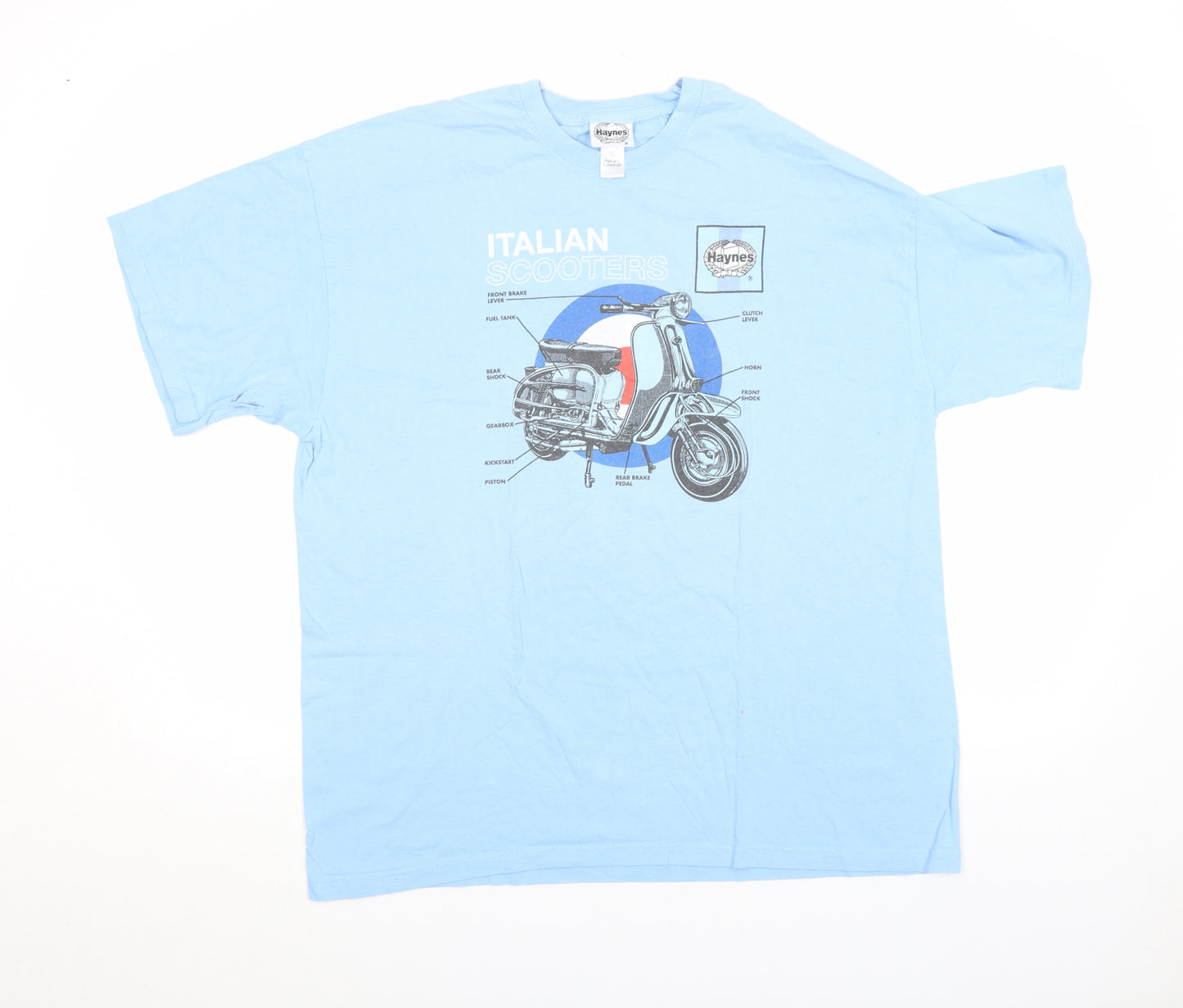 Haynes Men's Blue XL Italian Scooters Graphic T-Shirt