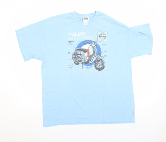 Haynes Men's Blue XL Italian Scooters Graphic T-Shirt