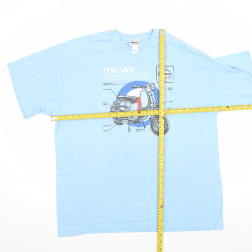 Haynes Men's Blue XL Italian Scooters Graphic T-Shirt