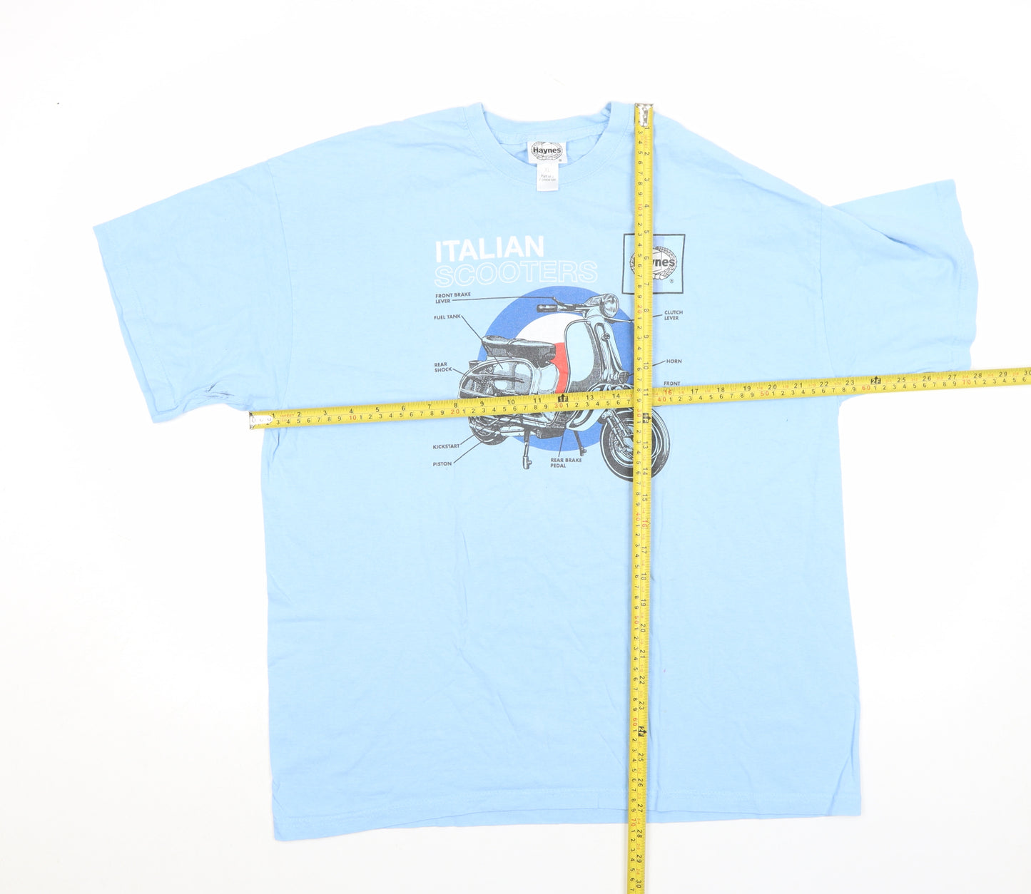 Haynes Men's Blue XL Italian Scooters Graphic T-Shirt