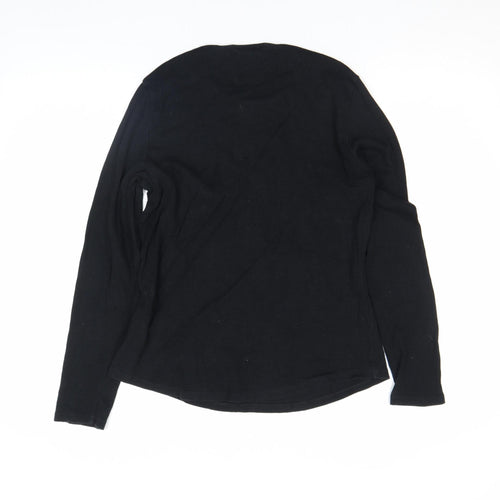 Marks and Spencer Women's Black Sequin Long Sleeve Cotton T-Shirt UK 12