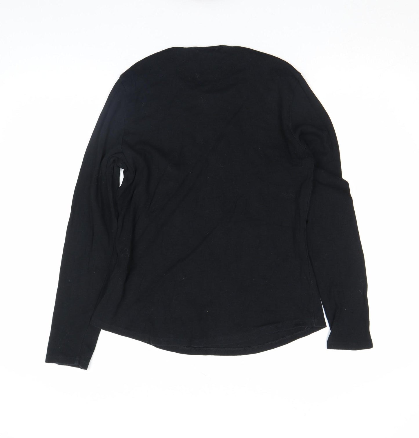 Marks and Spencer Women's Black Sequin Long Sleeve Cotton T-Shirt UK 12