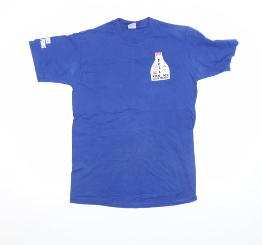 Jerzees Men's Blue Beer Graphic Print Cotton T-Shirt Size S