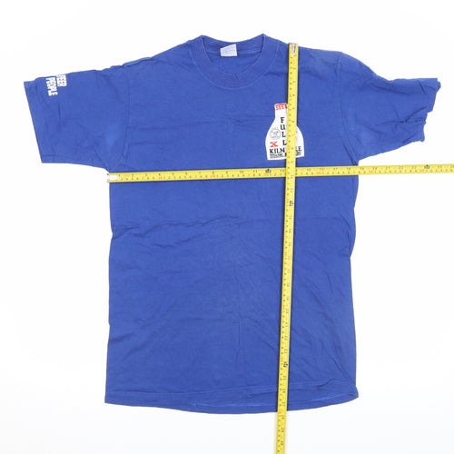 Jerzees Men's Blue Beer Graphic Print Cotton T-Shirt Size S