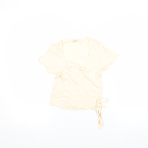 Urban Outfitters Women's Beige Short Sleeve Wrap T-Shirt Size S
