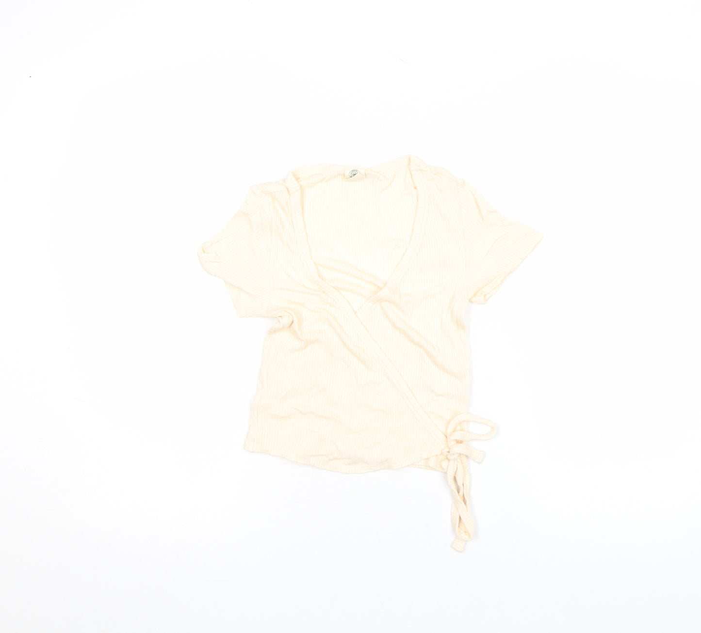 Urban Outfitters Women's Beige Short Sleeve Wrap T-Shirt Size S